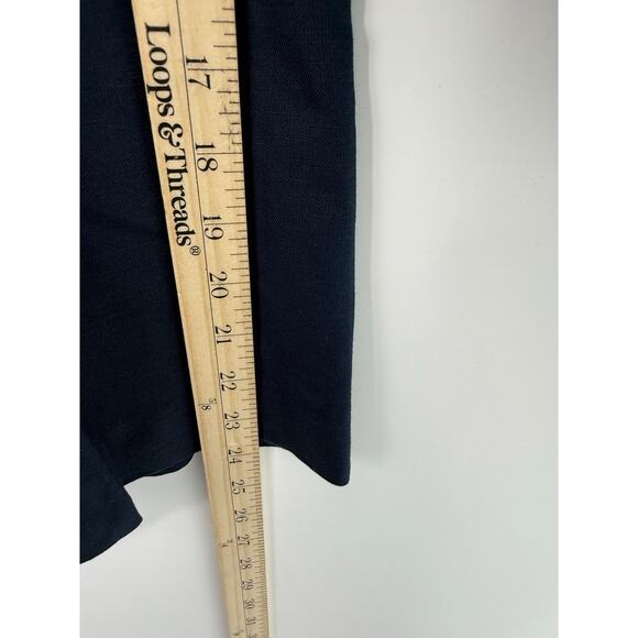 Brooks Brothers Red Fleece Linen Blend Pants Women 6 Navy Blue Straight Cropped - Picture 6 of 9